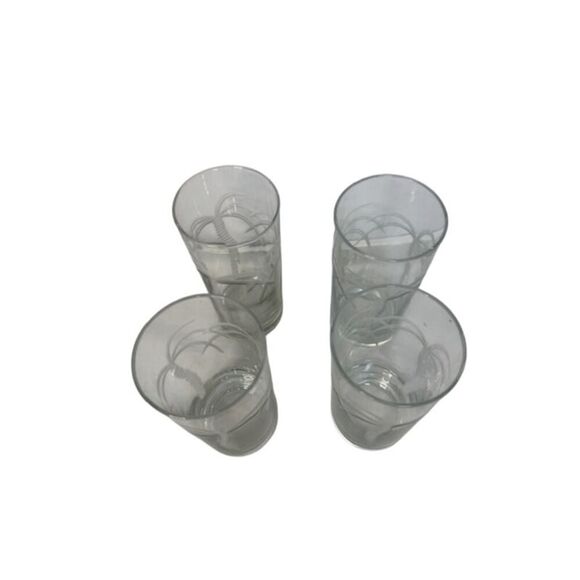 Rolf Glass PALM TREE Etched Cooler Highball Glasses Tumblers Tropical - Set of 4 - Picture 4 of 6